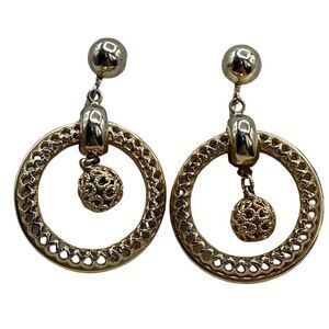 Vintage hoop 3D ornate dangle screw back earrings